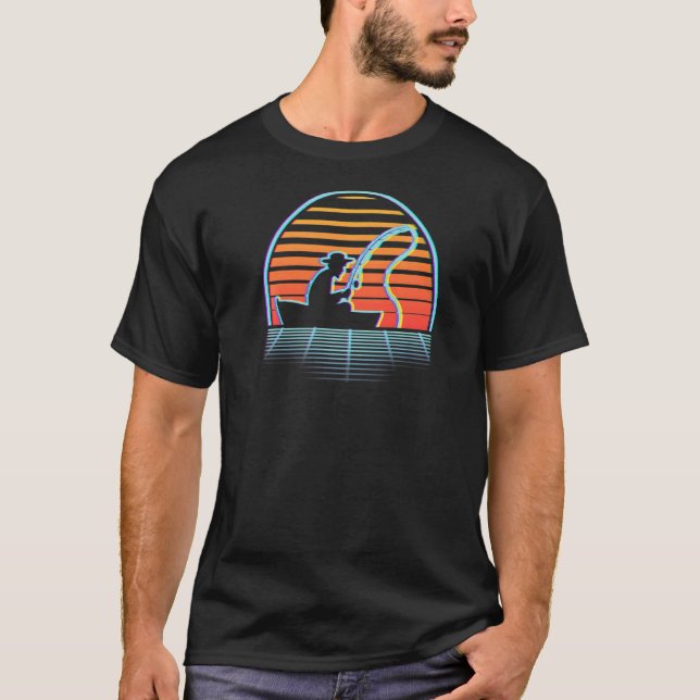 Fishing Vaporwave Fisherman Retro Aesthetic T-Shirt (Front)