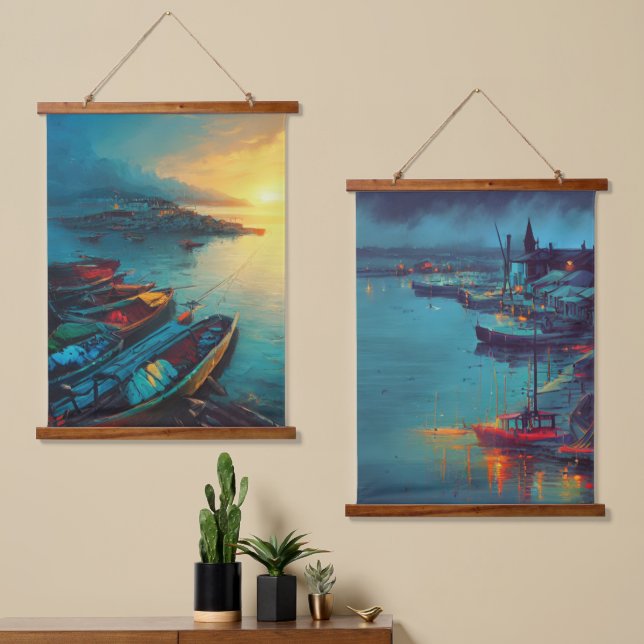 Fishing Village Hanging Tapestry (Asymmetrical)