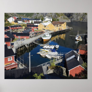Fishing village Nusfjord. The Rorbuer, as the Poster