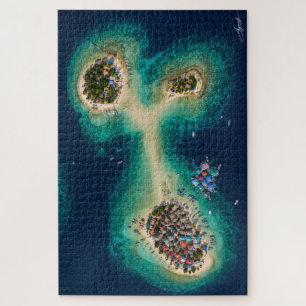 Fishing Village Sandbar Islets Satellite View Jigsaw Puzzle