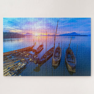 Fishing Village Sunrise Thailand Jigsaw Puzzle