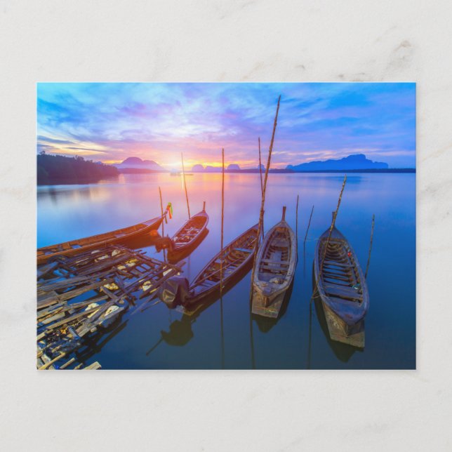 Fishing Village Sunrise Thailand Postcard (Front)