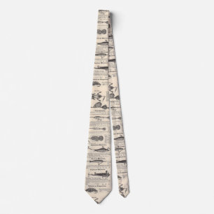 Fishing Vintage Advertising Newsprint Tie