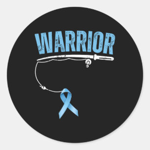 Fishing Warrior Prostate Cancer Fisherman Light Bl Classic Round Sticker