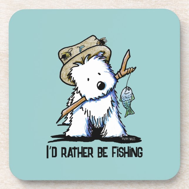 Fishing Westie Coaster (Front)