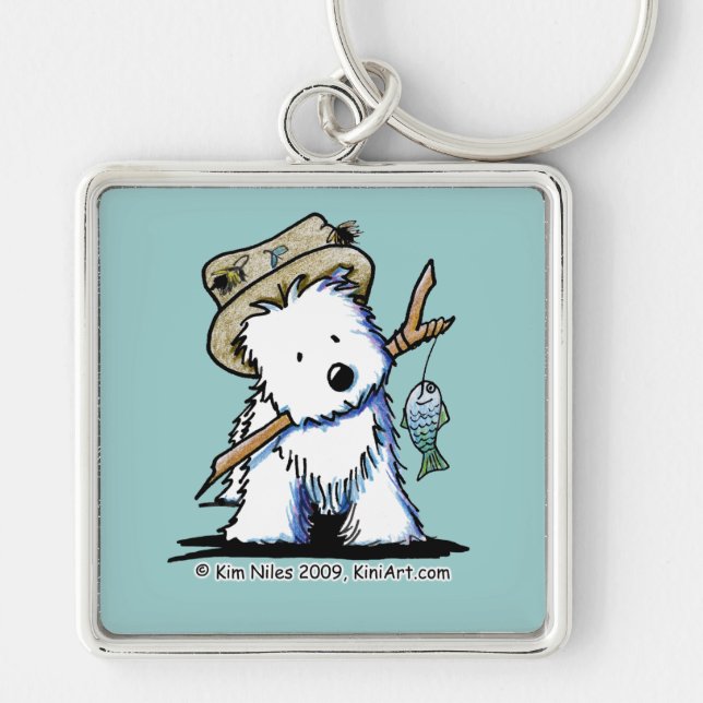 Fishing Westie Keychain II (Front)