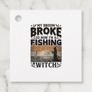 Fishing Witch Halloween Vintage Vector Design_1 Favour Tags