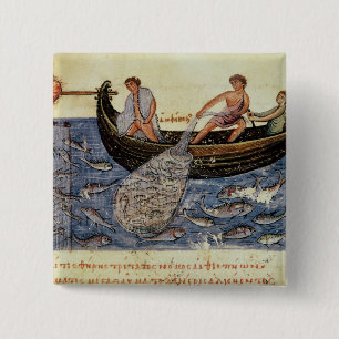 Fishing with a Net 15 Cm Square Badge