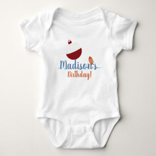 Fishing with Bait First Birthday Party Name     Baby Bodysuit