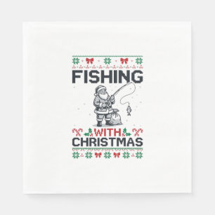 Fishing With Christmas Santa Holiday Napkin