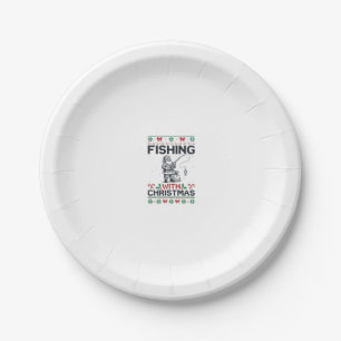 Fishing With Christmas Santa Holiday Paper Plate