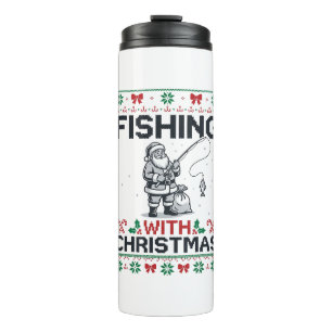 Fishing With Christmas Santa Holiday Thermal Tumbler
