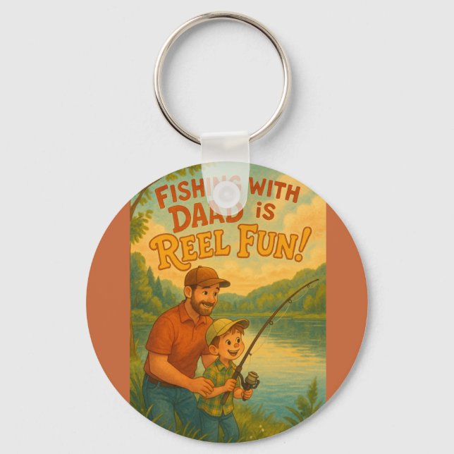 Fishing with Dad is Reel Fun! Key Ring (Front)