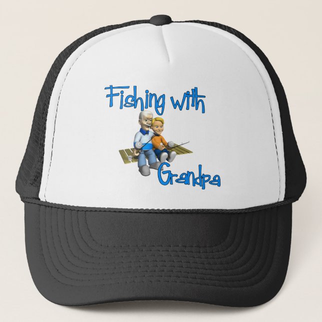 Fishing with Grandpa Fishing Shirt Trucker Hat (Front)