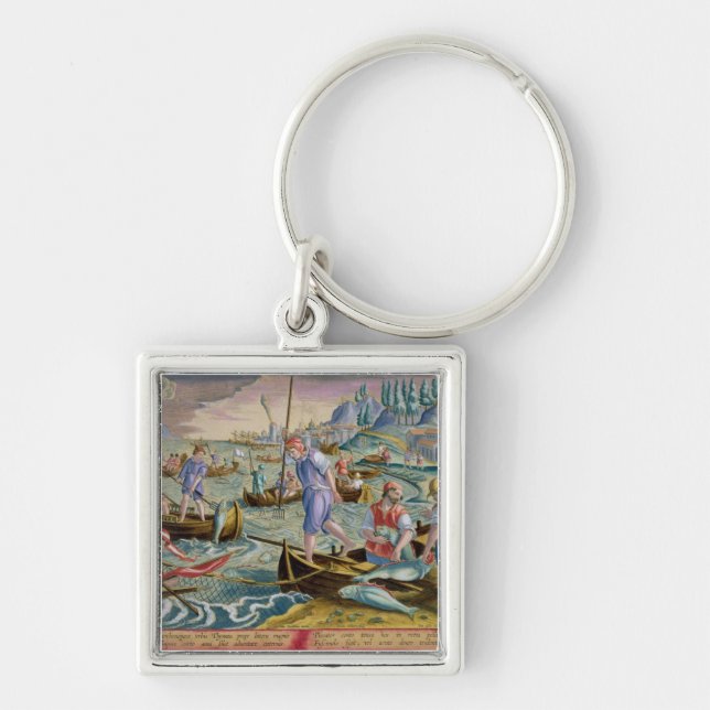 Fishing with Nets and Tridents in the Bay of Naple Key Ring (Front)