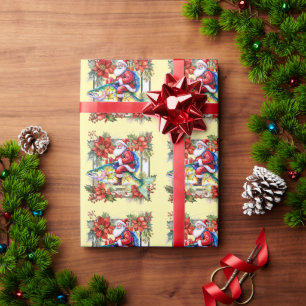 Fishing with Santa Claus Christmas Holiday  Wrapping Paper