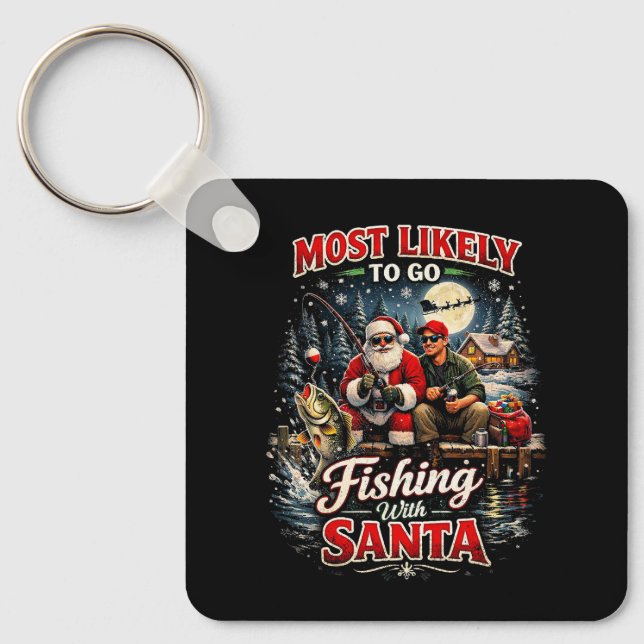 Fishing with Santa Key Ring (Front)