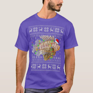 Fishing Xmas Lighting Santa Ugly Lionfish Christma T-Shirt