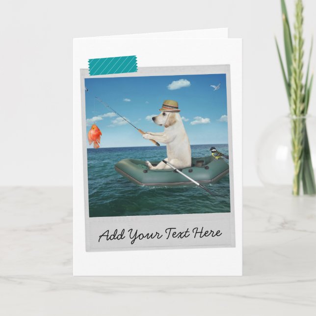 Fishing Yellow Labrador Retriever Dog Card (Front)