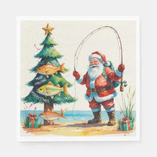FishingChristmas with Santa Claus Napkin