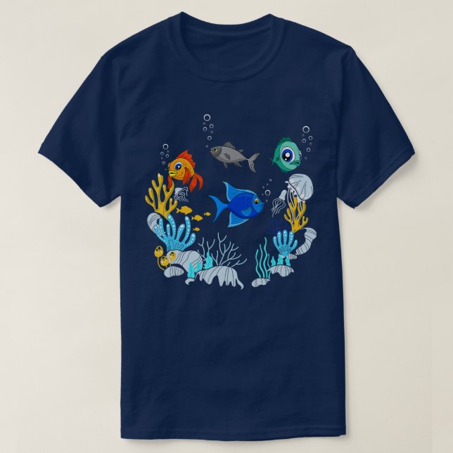 Fishkeeping Aquarium Underwater School Of Fish  T-Shirt (Design Front)