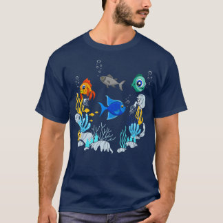 Fishkeeping Aquarium Underwater School Of Fish  T-Shirt