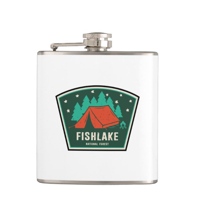 Fishlake National Forest Camping Hip Flask (Front)