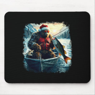 Fishmas Outdoor Funny Fish Santa Bigfoot Christmas Mouse Pad