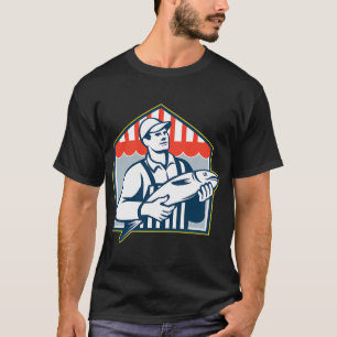 Fishmonger Holding Fish Retro T-Shirt