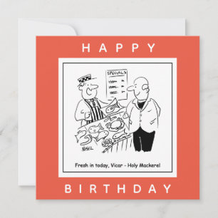 Fishmonger Offers Vicar Holy Mackerel Cartoon Card