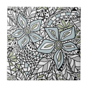 Fishnet lace floral pattern white pink black ceramic tile