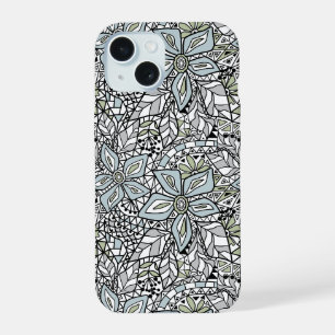 Fishnet lace floral pattern white pink black iPhone 15 case