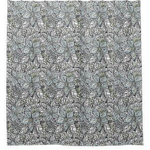Fishnet lace floral pattern white pink black shower curtain
