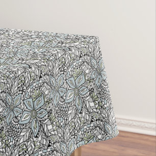 Fishnet lace floral pattern white pink black tablecloth