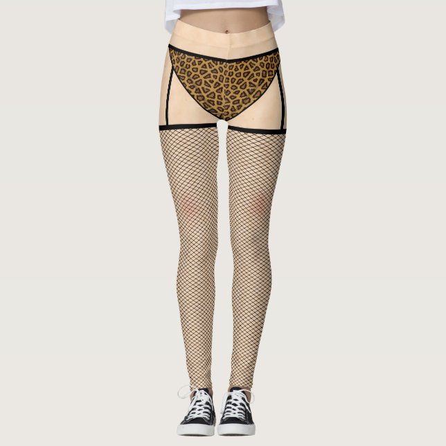 Fishnet Stockings and Leopard Skin Leggings (Front)