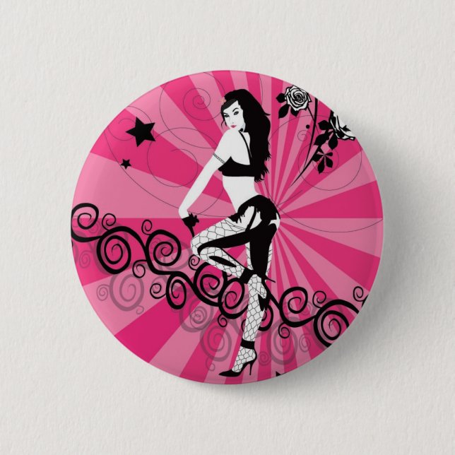 Fishnets and Hot Pink 6 Cm Round Badge (Front)