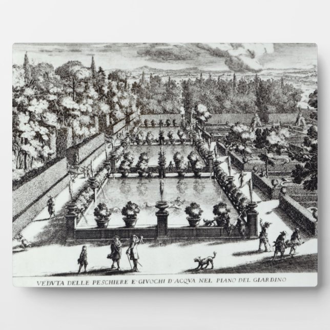 Fishponds at Villa d'Este, Tivoli, from 'Le Fontan Plaque (Front)