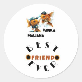 Fishy Best Friend Forever Besties Classic Round Sticker