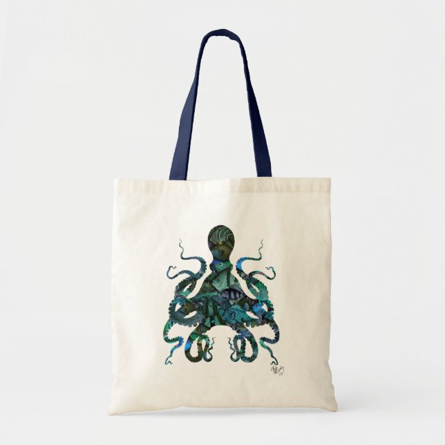 Fishy Blue Octopus Tote Bag (Front)