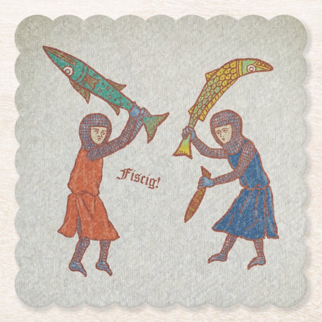 Fishy Fight Paper Coaster (Front)