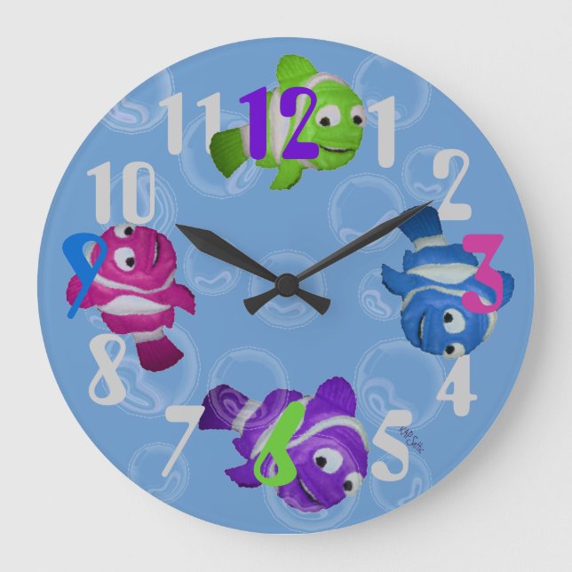 FiShY (multicolored) Large Clock (Front)