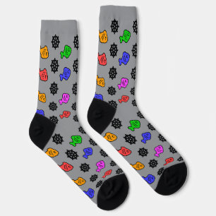 Fishy Wheels Grey Socks