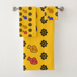 Fishy Wheels Kids Yellow  Bath Towel Set
