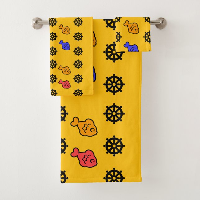 Fishy Wheels Kids Yellow  Bath Towel Set (Insitu)