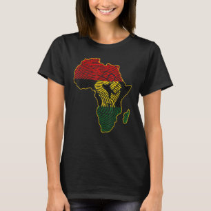 Fist Africa Map African Flag Fingerprint Black His T-Shirt