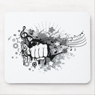 Fist and music on mouse pad