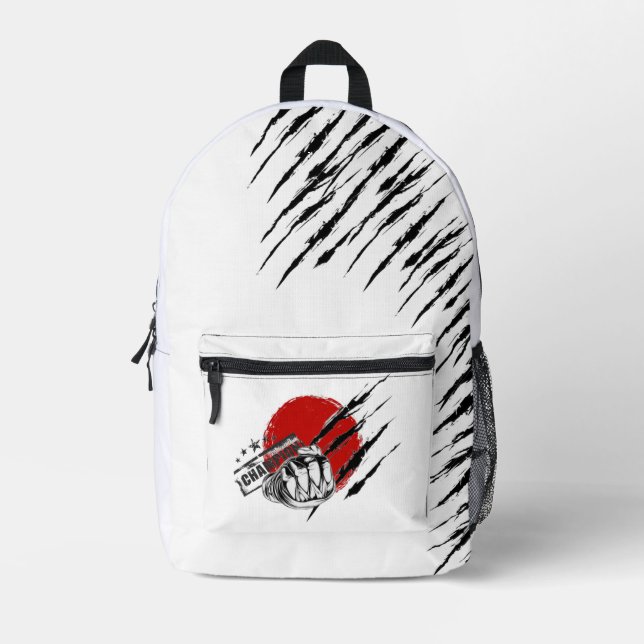 Fist Brass Knuckles Red Circle Claw Marks Backpack (Front)