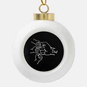Fist Bump Dad Of Three Father Of 3 Daddy Happy Fat Ceramic Ball Christmas Ornament