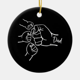 Fist Bump Dad Of Three Father Of 3 Daddy Happy Fat Ceramic Ornament