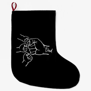 Fist Bump Dad Of Three Father Of 3 Daddy Happy Fat Large Christmas Stocking